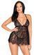 Сорочка беби-долл Leg Avenue Floral lace babydoll & string Black L, стринги SO9171 фото 6