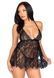 Сорочка беби-долл Leg Avenue Floral lace babydoll & string Black L, стринги SO9171 фото 4