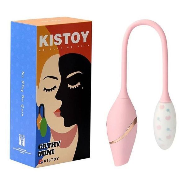 Виброяйцо с вакуумным стимулятором KISTOY Cathy Mini на гибкой сцепке, подогрев SO8712