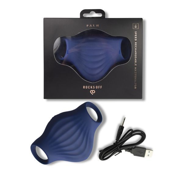 Мастурбатор Rocks Off Palm Blue, петлі для пальців, 10 режимів SX2427