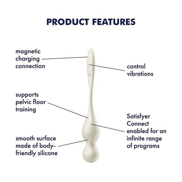 Вагинальные смарт-шарики с вибрацией Satisfyer Love Birds 1 Connect App White, 78 г SX0569