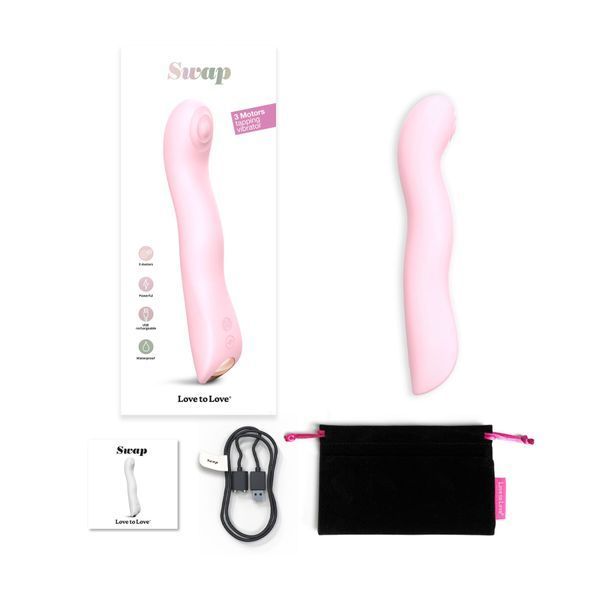 Вібратор Love To Love SWAP - BABY PINK, з пульсівною перлиною для точки G, 3 мотори, гнеться SO7386
