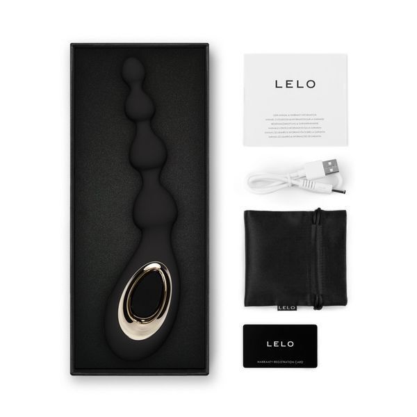 Анальные бусы с вибрацией LELO Soraya Beads Black, разный диаметр бусин, 8 режимов SO9531