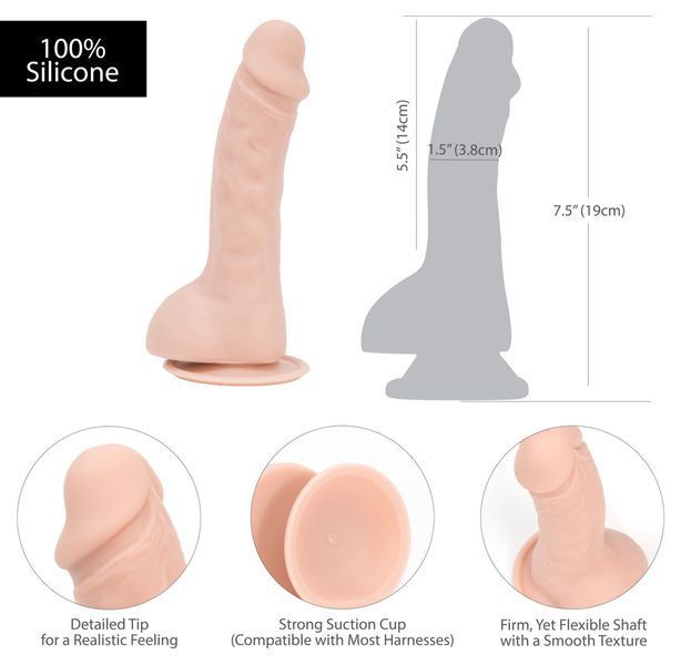 Вигнутий фалоімітатор на присосці ADDICTION &mdash; BRAD 7,5&Prime; Dildo With Balls, Beige SO5584