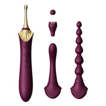 Мультифункціональний вібратор Zalo &mdash; Bess 2 Velvet Purple, 4 насадки, підігрів SO8237