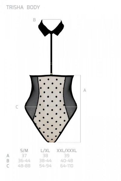 Эротическое боди Passion TRISHA BODY, XXL/XXXL, beige, с открытыми чашками SO9740