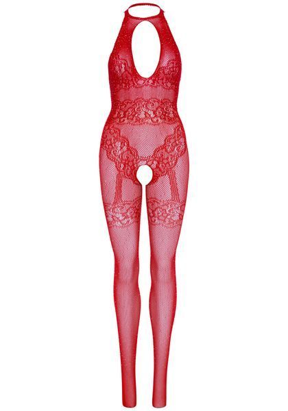 Бодістокінг Leg Avenue Rhinestone Lace and Net, One Size, червоний, зі стразами, відкритий доступ SX1039