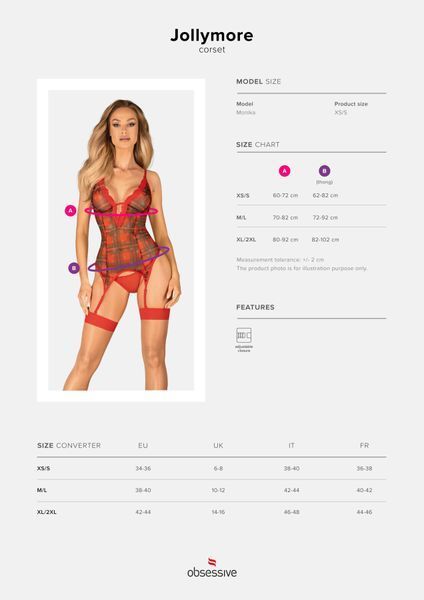 Корсет Obsessive Jollymore corset XL/2XL SX1151