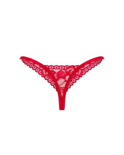 Кружевные стринги Obsessive Lacelove thong XL/2XL Red, низкая посадка SO8663