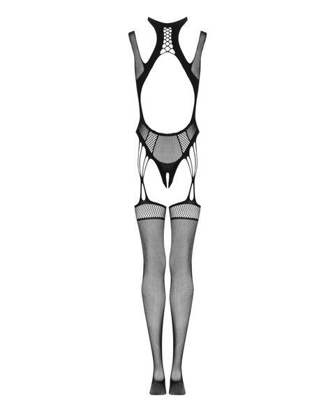 Ажурний бодістокінг з отворами Obsessive Bodystocking G327 black S/M/L, комбінезон, з доступом SO7248