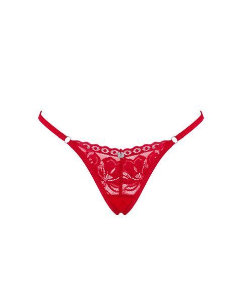 Кружевные стринги Obsessive Lacelove thong XL/2XL Red, низкая посадка SO8663