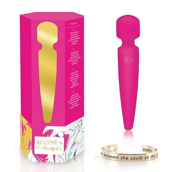 Вібромасажер Rianne S: Bella Mini Wand Rose, 10 режимів, медичний силікон, подарункове паковання SO3868