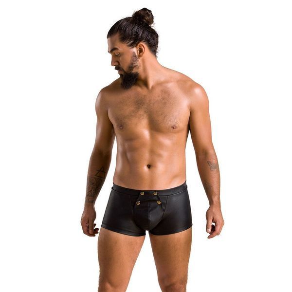 Чоловічі шкіряні боксери з клапаном Passion 050 SHORT PATRICK S/M Black SO7622