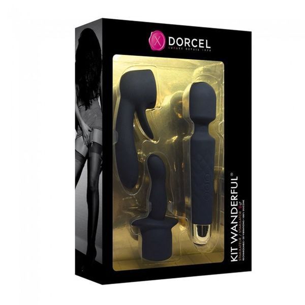 Мінівібромасажер Dorcel Kit Wanderful з насадками (анальна і вагінальна), водонепроникний SO2138