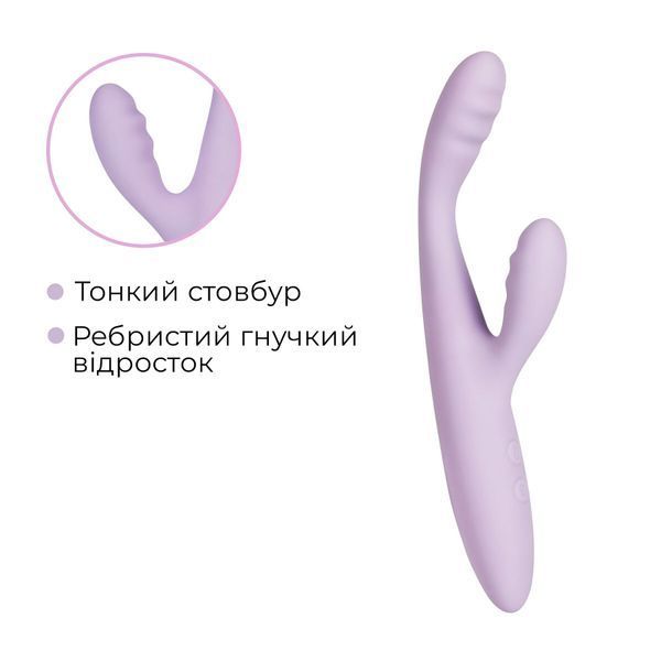 Тонкий кролик-вибратор Svakom Cici+ 2 Lilac, управление со смартфона, подогрев до 38 &deg;C SX0729