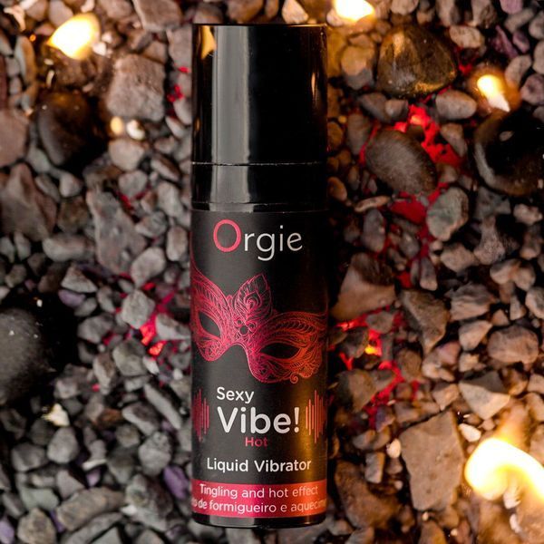 Рідкий вібратор Orgie Sexy Vibe! Hot, 15 мл, зігрівальний, дуже потужний, зі смаком полуниці SX1551