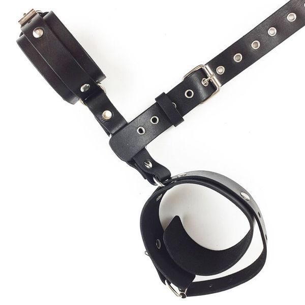 Фиксаторы для шеи и рук Art of Sex - Bondage Set из натуральной кожи, цвет черный SO5184