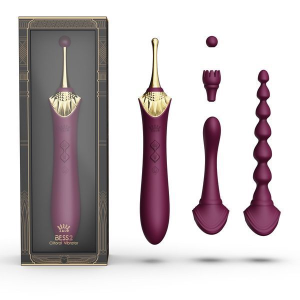 Мультифункциональный вибратор Zalo &mdash; Bess 2 Velvet Purple, 4 насадки, подогрев SO8237