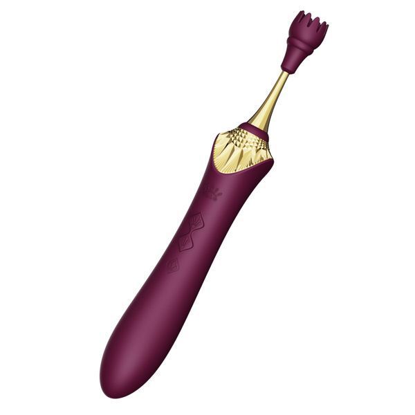 Мультифункциональный вибратор Zalo &mdash; Bess 2 Velvet Purple, 4 насадки, подогрев SO8237