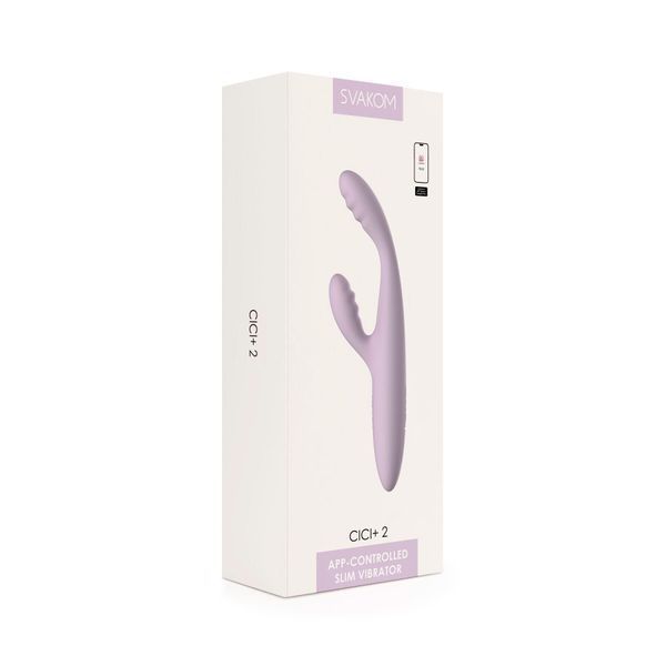 Тонкий кролик-вибратор Svakom Cici+ 2 Lilac, управление со смартфона, подогрев до 38 &deg;C SX0729