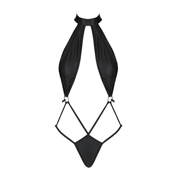 Боді-халтер з екошкіри Passion JANNIES BODY L/XL black SO8442