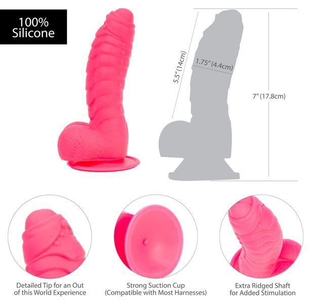 Ребристый фаллоимитатор на присоске ADDICTION &mdash; Tom 7&Prime; Dildo With Balls &mdash; Pink, вибропуля в подарок SO5585