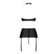 Комплект из экокожи Passion NANCY SET 4XL/5XL black, имитация шнуровки, топ, пояс для чулок SO7106 фото 4