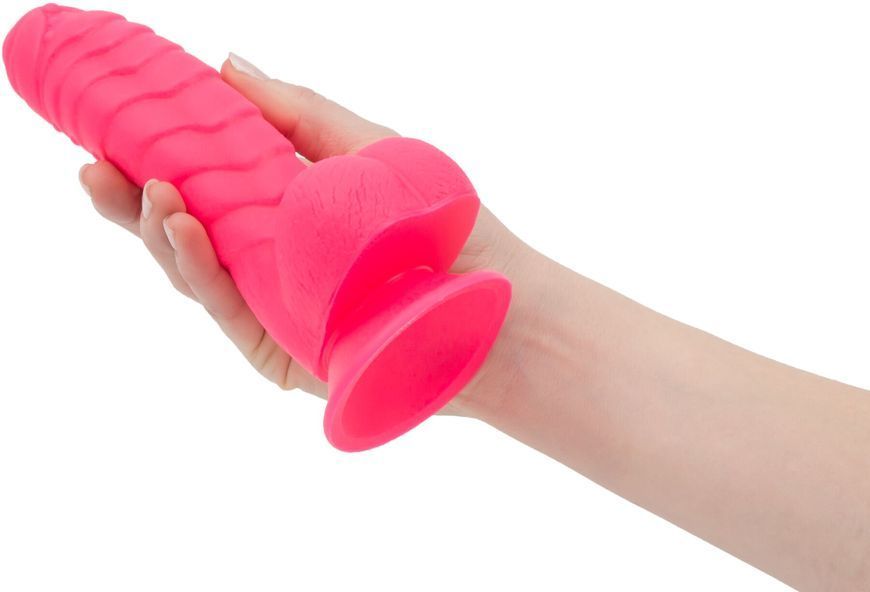 Ребристый фаллоимитатор на присоске ADDICTION &mdash; Tom 7&Prime; Dildo With Balls &mdash; Pink, вибропуля в подарок SO5585