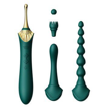 Мультифункціональний вібратор Zalo &mdash; Bess 2 Turquoise Green, 4 насадки, підігрів SO8238