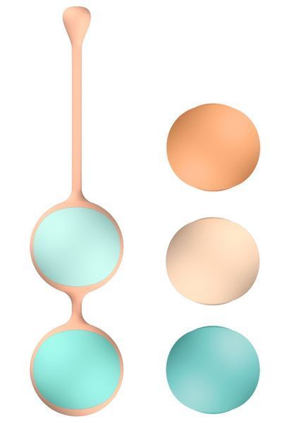 Вагинальные шарики Liebe Kewos &mdash; Peach/Mint, 5 шариков в комплекте, 15, 25, 35, 45 и 55 г SX1595