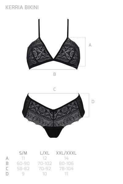 Комплект Passion KERRIA BIKINI black, XXL/XXXL, бралетт и трусики-бикини SX0484