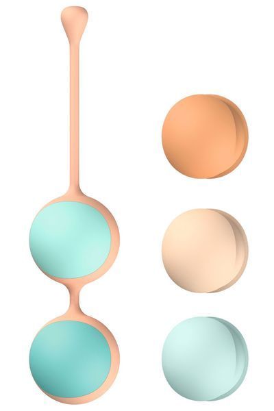 Вагинальные шарики Liebe Kewos &mdash; Peach/Mint, 5 шариков в комплекте, 15, 25, 35, 45 и 55 г SX1595