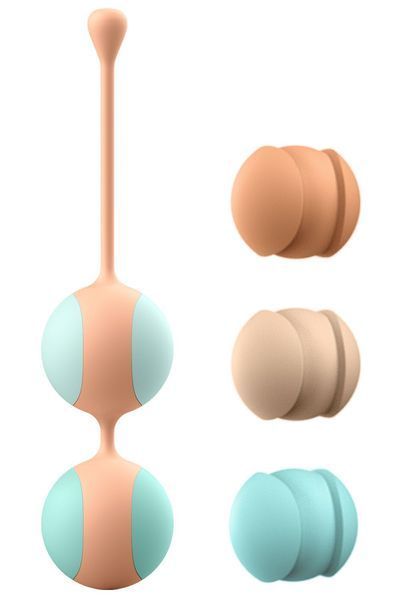 Вагинальные шарики Liebe Kewos &mdash; Peach/Mint, 5 шариков в комплекте, 15, 25, 35, 45 и 55 г SX1595