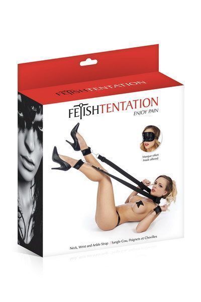 Фиксаторы для ног и рук Fetish Tentation Neck, Wrist and Ankle Strap (мятая упаковка!!!) SO3741-R