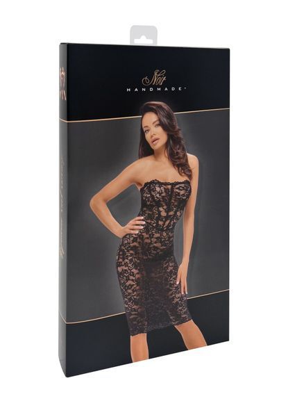 Сукня Noir Handmade F301 Catalyst, 3XL, black, міді, мереживо, відкриті плечі, шнурівка на спині SX0248