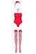 Тедді Obsessive Kissmas teddy, S/M, червоне, без бретелей, чокер, панчохи та шапка з помпоном у наборі SX1152 фото 3