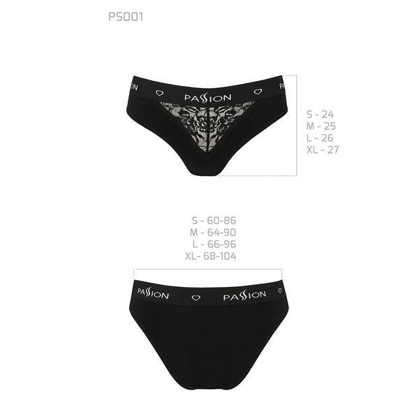 Трусики с широкой резинкой и кружевом Passion PS001 PANTIES S, black SO4161