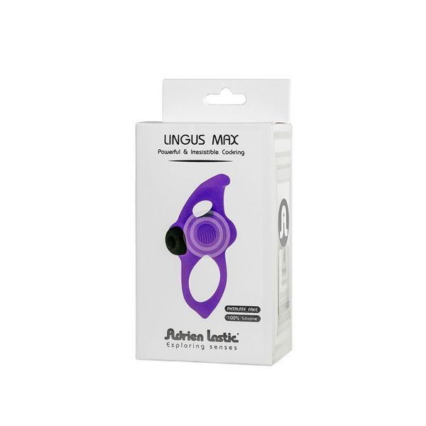 Эрекционное виброкольцо Adrien Lastic Lingus MAX Violet с язычком для стимуляции клитора AD30723