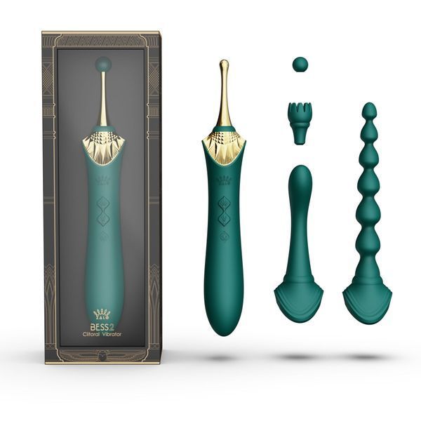 Мультифункциональный вибратор Zalo &mdash; Bess 2 Turquoise Green, 4 насадки, подогрев SO8238