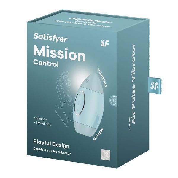 Вакуумний стимулятор з вібрацією Satisfyer Mission Control Blue, 2 незалежні мотори SO8969