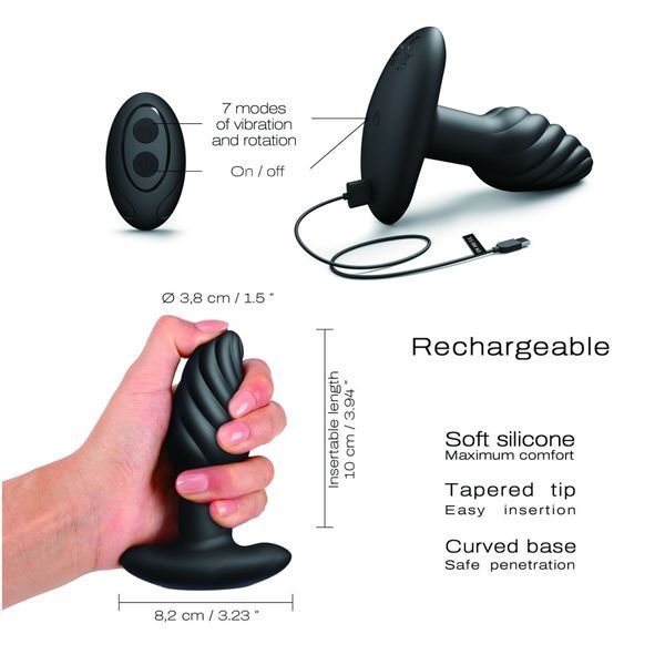 Анальна пробка з вібрацією та перлинним масажем Dorcel Spin Plug, макс. діам. 3,8 см, пульт ДК SO9019