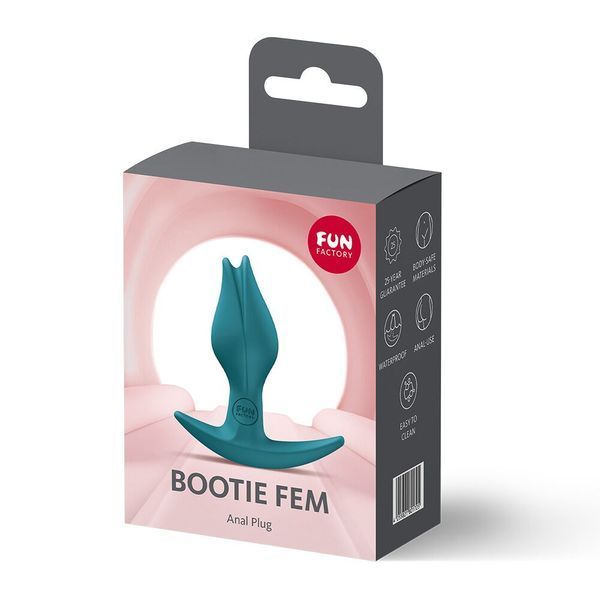 Анальна пробка Fun Factory BOOTIE FEM Bottle Green, у вигляді бутона, діаметр 2,9 см, тонкий обмежувач SX3693