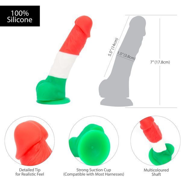 Цветной фаллоимитатор ADDICTION - LEONARDO - 7" - 3 COLOURS, 17,8 см, силикон SO4529